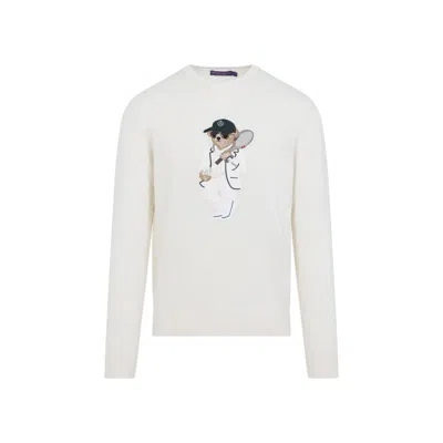 Ralph Lauren X Purple Label Cashmere Sweater With Classic Crew Neck In White