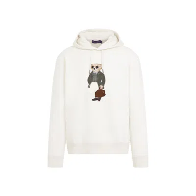 Ralph Lauren X Purple Label Cream Cotton Bear Hoodie In Classic Cream