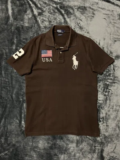 Pre-owned Ralph Lauren X Rap Tees Ralph Laurent 00's Vintage Usa Logo Polo T-shirt Chief Keef In Brown