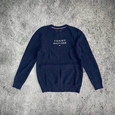 Pre-owned Ralph Lauren X Tommy Hilfiger Vintage Tommy Hilfiger Chest Hit Knit Sweater In Navy