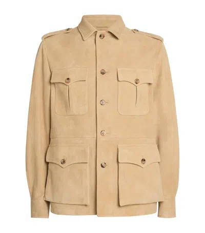 Ralph Lauren X Wimbledon Suede Safari Jacket In Neutral