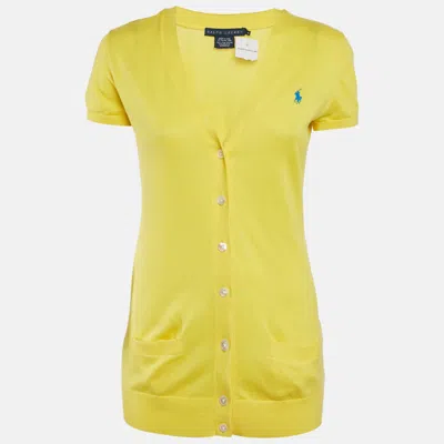 Pre-owned Ralph Lauren Yellow Cotton Button Front Cardigan M