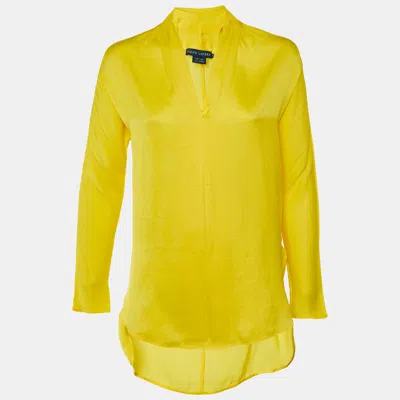 Pre-owned Ralph Lauren Yellow Georgette Tunic Xs