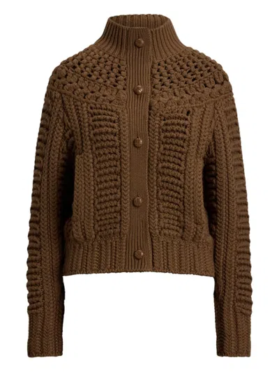 Ralph Lauren Yoke-stitch Cardigan In Brown