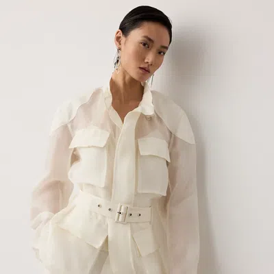 Ralph Lauren Zaria Silk Gazar Field Jacket In Cream In White