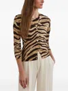 Ralph Lauren Zebra-print Linen-cotton Cardigan In Neutral