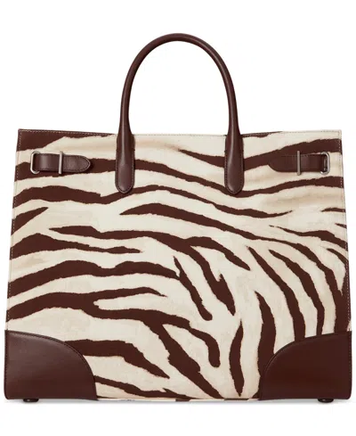 Ralph Lauren Zebra-print Canvas Extra Large Devyn Tote Bag In Multi