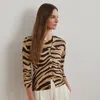 Ralph Lauren Zebra-print Linen-cotton Cardigan