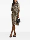Ralph Lauren Womens Zebra Print Tie Front Crepe Shirtdress 0p 22w In Multi