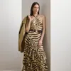 Ralph Lauren Zebra-print Ruffle-trim Georgette Gown