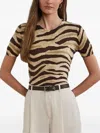 Ralph Lauren Print Linen-cotton Short-sleeve Sweater In Neutral