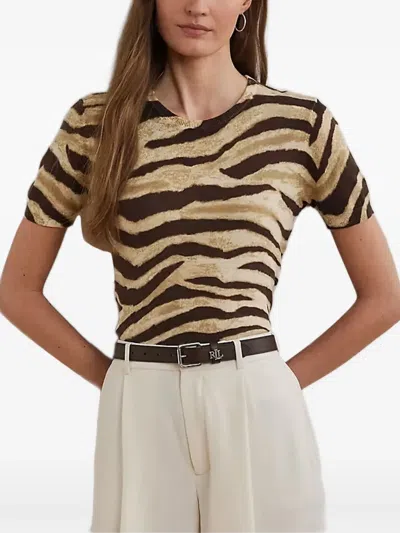 RALPH LAUREN ZEBRA-PRINT SHORT-SLEEVE TOP