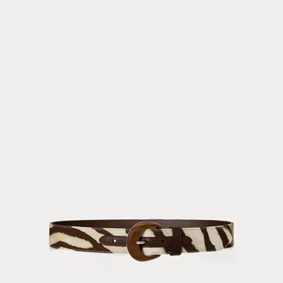 Ralph Lauren Zebra-print Wood-buckle Wide Belt