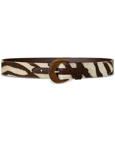 Ralph Lauren Zebra-print Wood-buckle Wide Belt