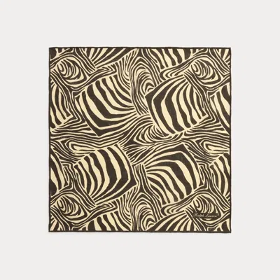 Ralph Lauren Zebra-print Linen Pocket Square In Brown
