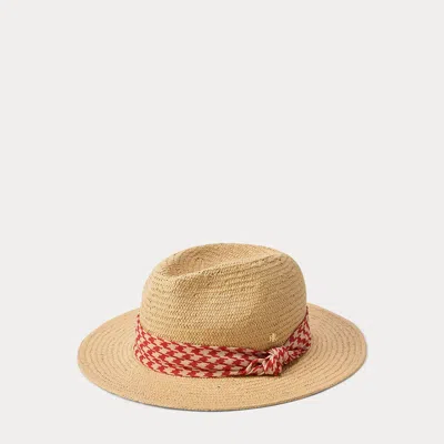 Ralph Lauren Zebra-print-band Straw Hat In Dark Tan