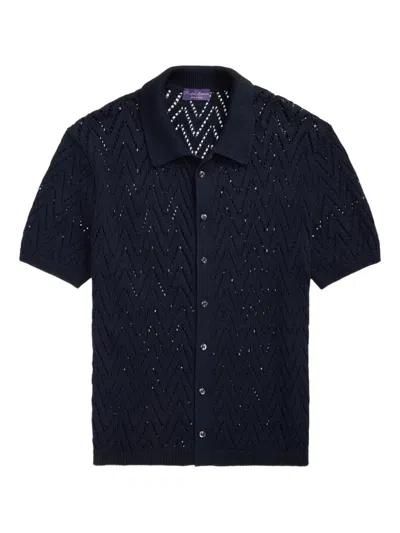 Ralph Lauren Zigzag-knitted Short-sleeve Shirt In Blue