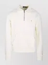 Ralph Lauren Zip Front Pocket Sweater With Ribbed Cuffs And Hem In White