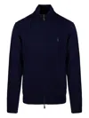 Ralph Lauren Zippered Sweater Ribbed Cuffs In Blue