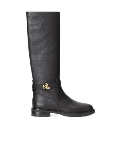 Polo Ralph Lauren Zip Logo Short Boots In Black