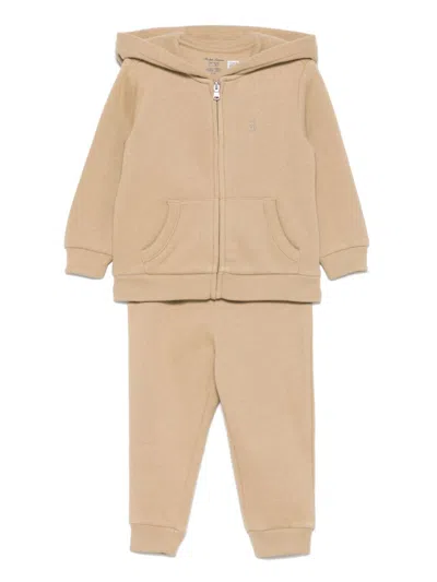 Polo Ralph Lauren Babies' Zip-up Tracksuit Set In Brown