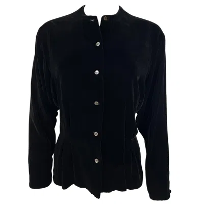 Pre-owned Ralph Lauren T Black Velvet Top Blouse, Size 10