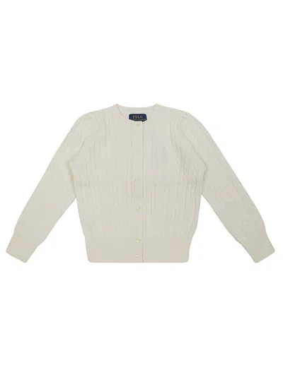 Ralph Lauren T Girl Cardigan Trecce In White
