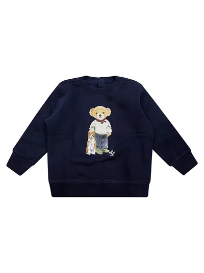 Ralph Lauren T Girl Felpa Gc Stampa Bear In Blue