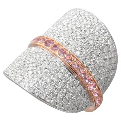 Pre-owned Ralph Masri '1919' Diamond Pink Sapphire Cocktail Ring
