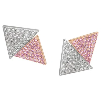 Pre-owned Ralph Masri 1919 Diamond Pink Sapphire Studs