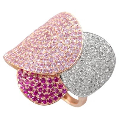 Pre-owned Ralph Masri 1919 Diamond Ruby Pink Sapphire Cocktail Ring