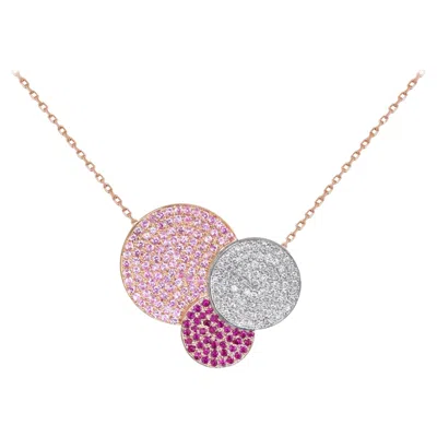 Pre-owned Ralph Masri 1919 Diamond Ruby Pink Sapphire Necklace