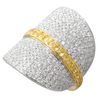 Pre-owned Ralph Masri '1919' Diamond Yellow Sapphire Cocktail Ring