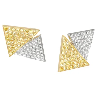 Pre-owned Ralph Masri 1919 Diamond Yellow Sapphire Studs