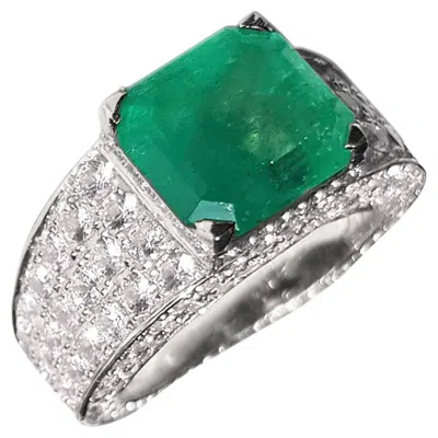 Pre-owned Ralph Masri 4ct Emerald Diamond Cocktail Ring In Green