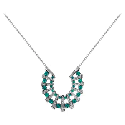 Pre-owned Ralph Masri Andromeda Diamond Emerald Necklace In Green