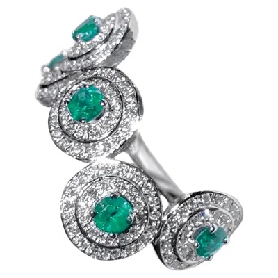 Pre-owned Ralph Masri Andromeda Diamond Emerald Ring In Green