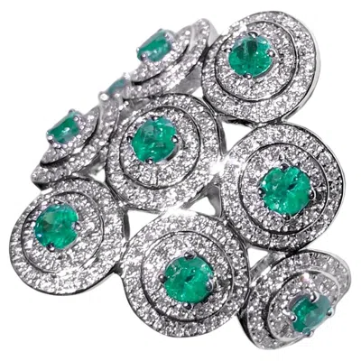 Pre-owned Ralph Masri Andromeda Diamond Emerald Ring In Green