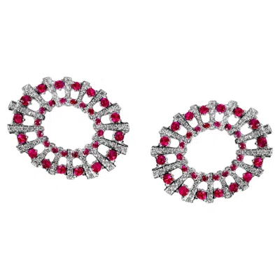 Pre-owned Ralph Masri Andromeda Diamond Ruby Earrings In Multi