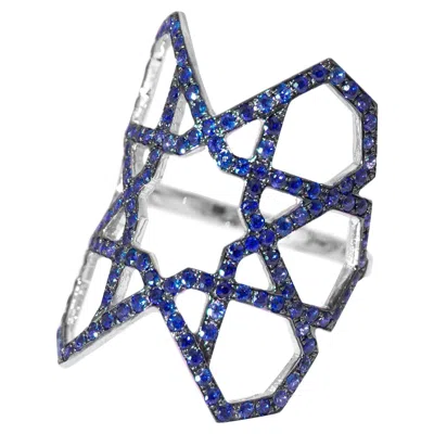 Pre-owned Ralph Masri Arabesque Deco Blue Sapphire Ring