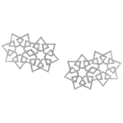 Pre-owned Ralph Masri Arabesque Deco Diamond Double Star Earrings In Multi