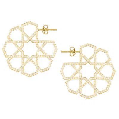 Pre-owned Ralph Masri Arabesque Deco Diamond Hoops In Multi