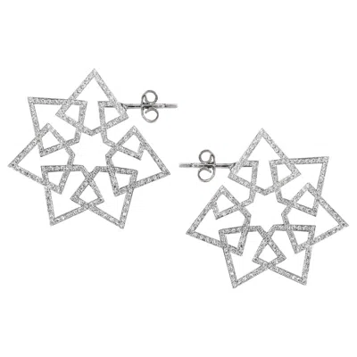 Pre-owned Ralph Masri Arabesque Deco Diamond Star Hoops In Multi