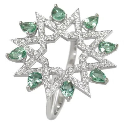 Pre-owned Ralph Masri Arabesque Deco Diamond Star Ring In Multi