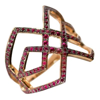 Pre-owned Ralph Masri Arabesque Deco Ruby Ring In Multi