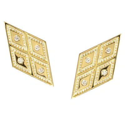 Pre-owned Ralph Masri Heliopolis Diamond Gold Earrings In Multi