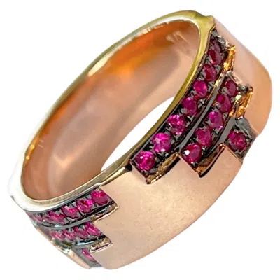 Pre-owned Ralph Masri Heliopolis Ruby Rose Gold Ring In Red