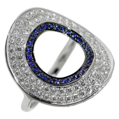 Pre-owned Ralph Masri Modernist Circular Diamond And Sapphire Ring In Blue
