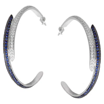Pre-owned Ralph Masri Modernist Diamond And Sapphire Double Hoops In Blue