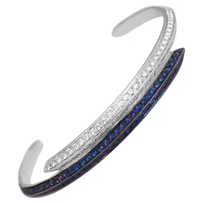 Pre-owned Ralph Masri Modernist Diamond Sapphire Bangle In Blue